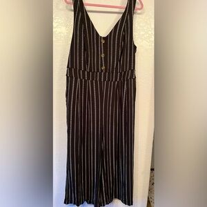 Torrid Black and White Striped Jumpsuit